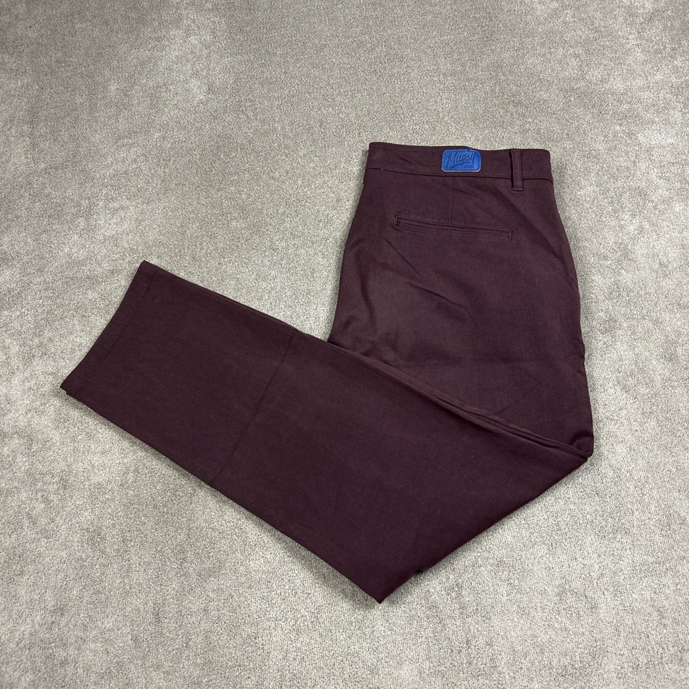 MUGSY Ports Chino Pants Plum Burgundy 4-Way Stretch Mens 36x30 Straight Casual